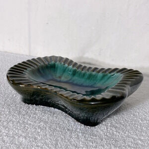 Vintage Blue Mountain Pottery Green  Brown Glaze Ceramic Ashtray Trinket Dish